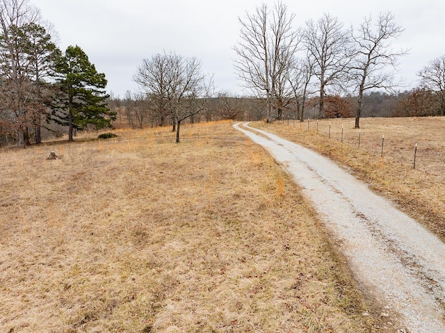 view of road featuring a rural view