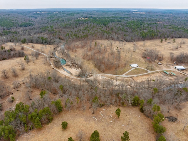 bird's eye view featuring a forest view