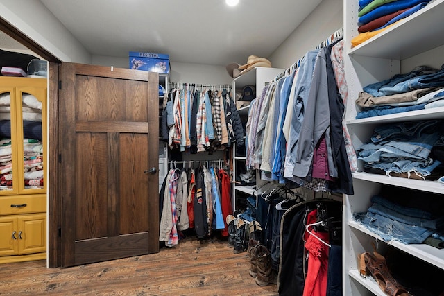 spacious closet featuring wood finished floors