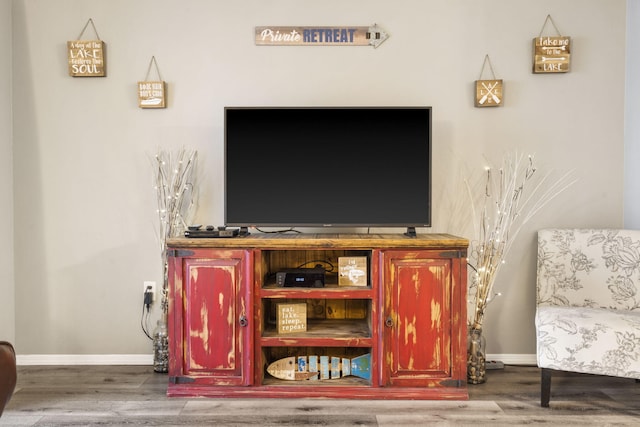 room details with baseboards and wood finished floors