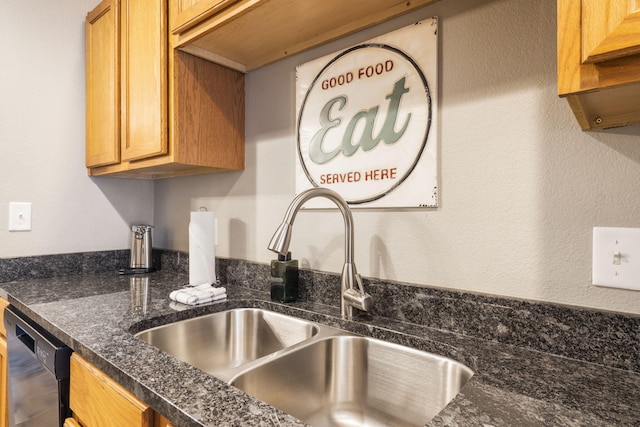 room details featuring a sink and black dishwasher
