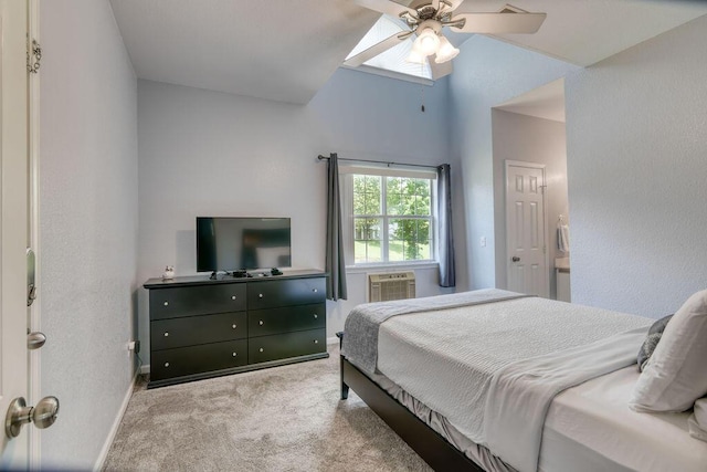 813 Holiday Rdg Unit H-11, Branson, MO 65616 - carpeted bedroom with baseboards, a wall mounted air conditioner, ceiling fan, and vaulted ceiling