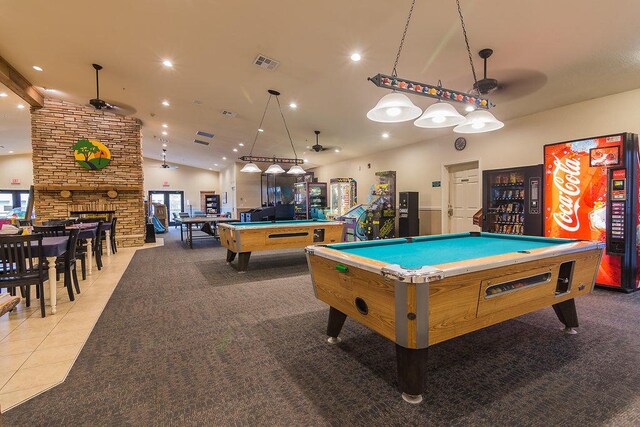 813 Holiday Rdg Unit H-11, Branson, MO 65616 - playroom featuring recessed lighting, visible vents, billiards, and vaulted ceiling