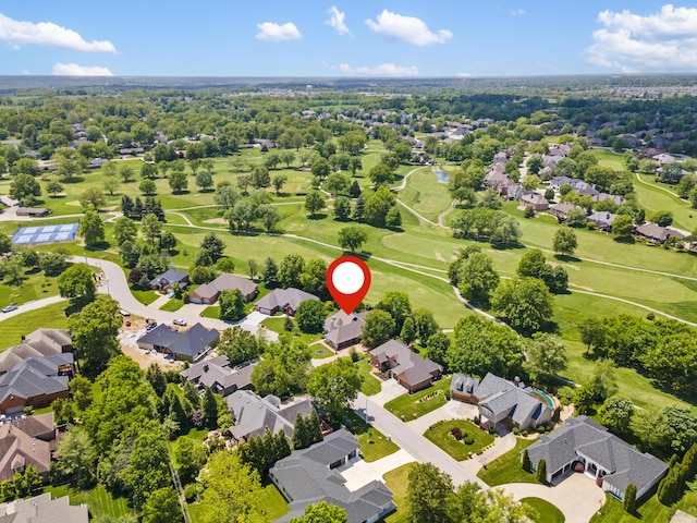 aerial view of residential area with a golf club