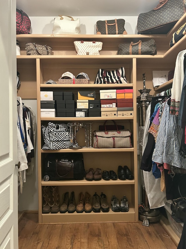 spacious closet featuring wood finished floors