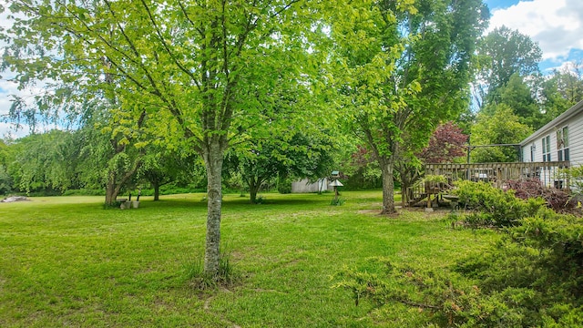 1156 SE 180th Rd, Clinton, MO 64735 - view of green lawn with a wooden deck