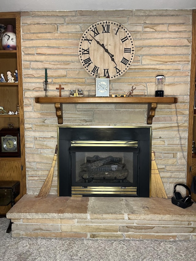 detailed view of a fireplace