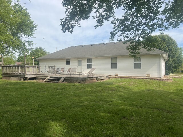 156 Southern Cross Dr, Clever, MO 65631 - rear view of property with a lawn, a wooden deck, and roof with shingles