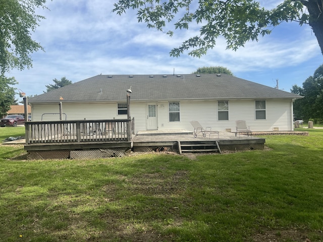 156 Southern Cross Dr, Clever, MO 65631 - rear view of property featuring a yard, a wooden deck, and roof with shingles