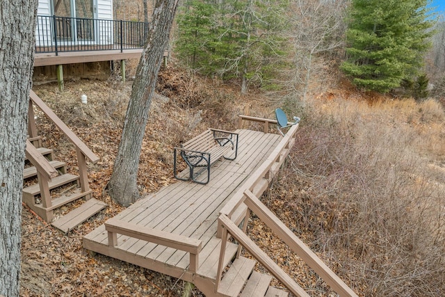 70 Roseville Dr, Rogersville, MO 65742 - dock area featuring a wooden deck and stairs