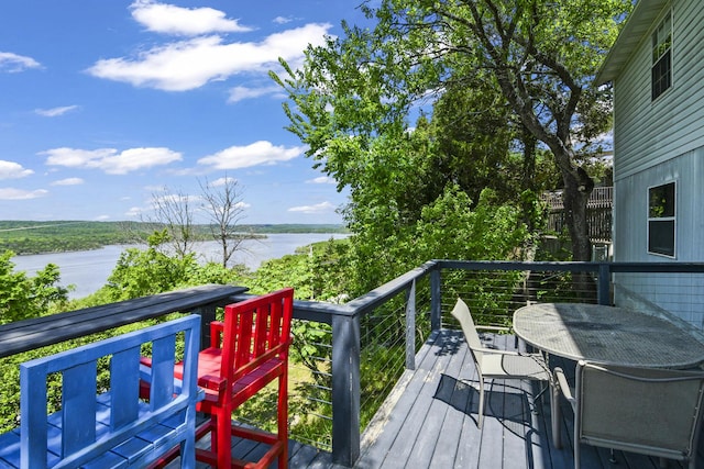 147 Liberty Ln, Kimberling City, MO 65686 - wooden terrace with a water view