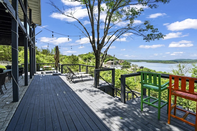 147 Liberty Ln, Kimberling City, MO 65686 - wooden deck featuring a water view