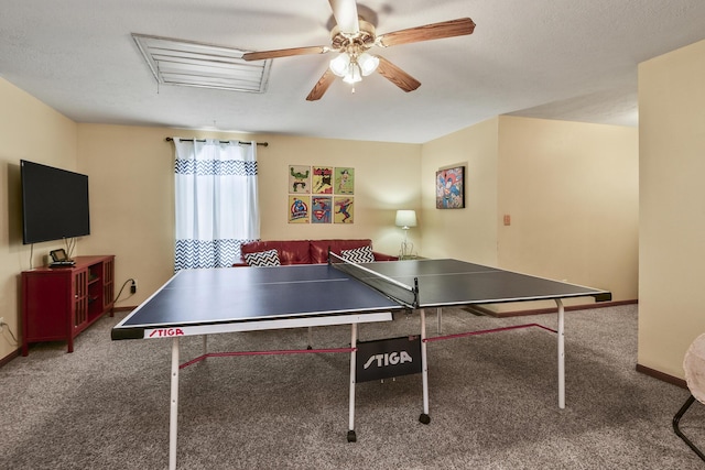 147 Liberty Ln, Kimberling City, MO 65686 - rec room with a ceiling fan, carpet flooring, and baseboards