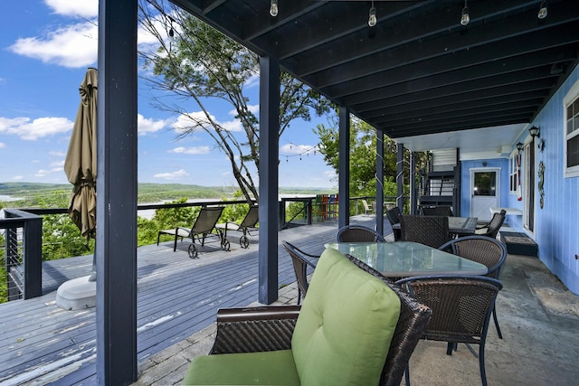 147 Liberty Ln, Kimberling City, MO 65686 - wooden terrace with outdoor dining space