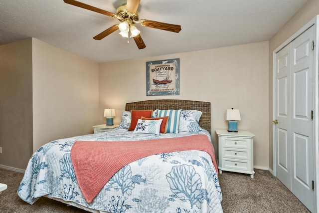 147 Liberty Ln, Kimberling City, MO 65686 - bedroom with carpet floors, a ceiling fan, and baseboards