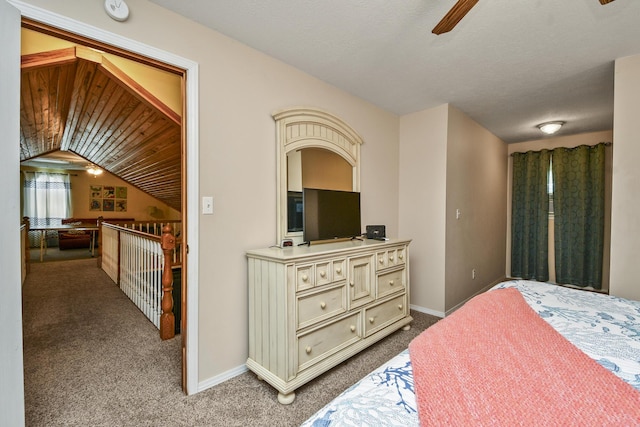 147 Liberty Ln, Kimberling City, MO 65686 - carpeted bedroom featuring vaulted ceiling, baseboards, and a ceiling fan