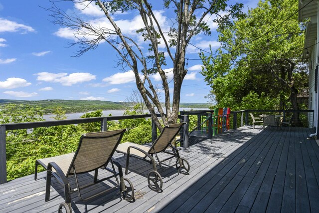 147 Liberty Ln, Kimberling City, MO 65686 - wooden terrace featuring a water view