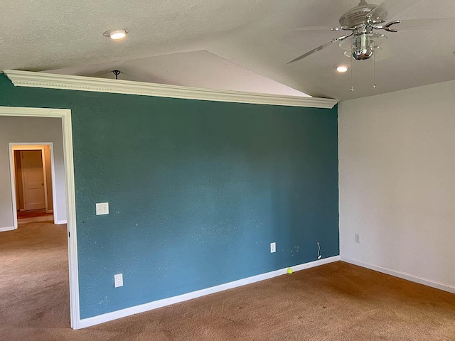 468 Martingale Dr, Theodosia, MO 65761 - empty room with lofted ceiling, carpet floors, a ceiling fan, and baseboards