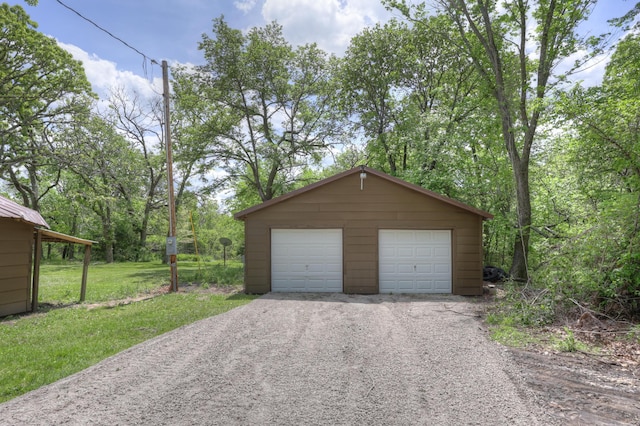 view of detached garage