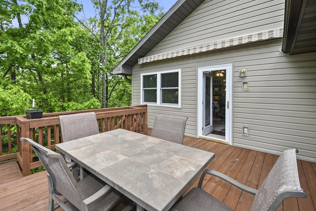 138 Canyon Forest Cir, Kimberling City, MO 65686 - wooden terrace with outdoor dining space