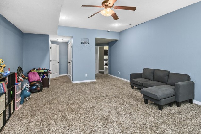 2107 S Gristmill Ct, Ozark, MO 65721 - sitting room with a ceiling fan, carpet, baseboards, and recessed lighting