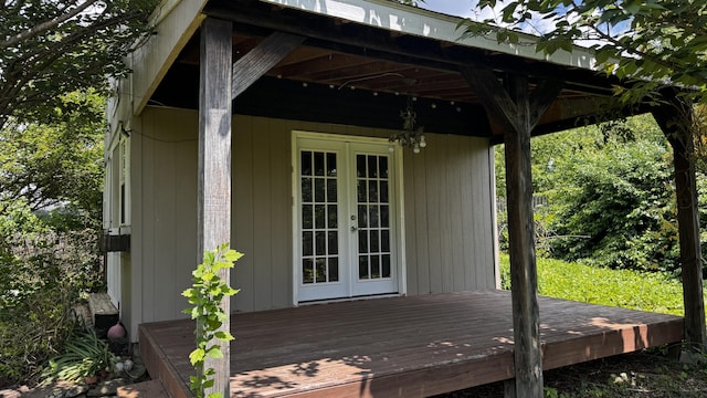 view of outdoor structure with french doors