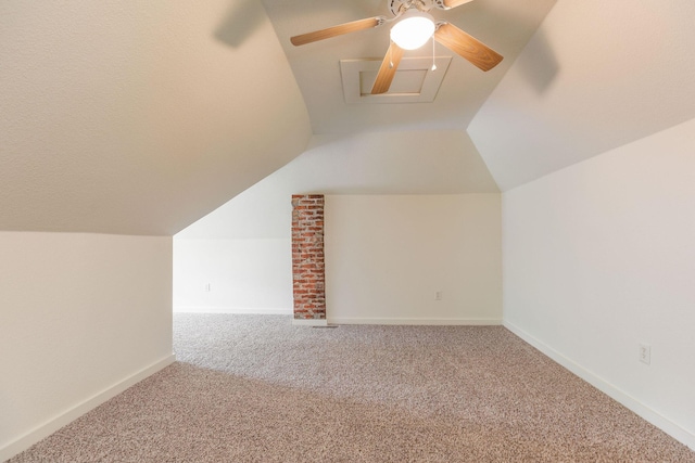 901 W Poplar St, Springfield, MO 65802 - additional living space featuring carpet flooring, lofted ceiling, ceiling fan, and baseboards