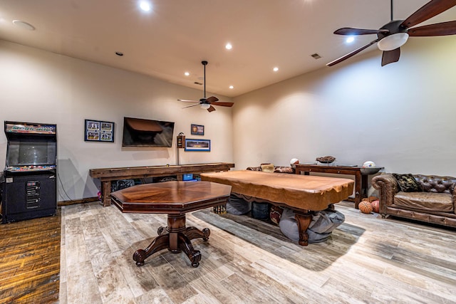 3701 S 1500th Rd, Rich Hill, MO 64779 - playroom with ceiling fan, recessed lighting, wood finished floors, and baseboards