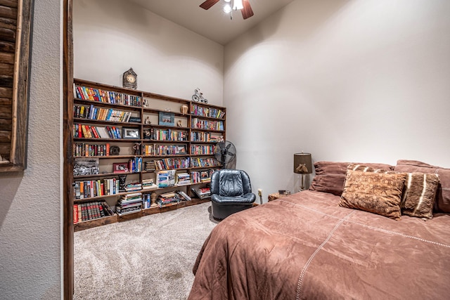 3701 S 1500th Rd, Rich Hill, MO 64779 - bedroom with carpet, ceiling fan, and high vaulted ceiling