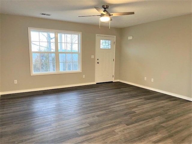 335 Mccann Rd, Powersite, MO 65731 - entryway with ceiling fan, baseboards, and dark wood-style floors