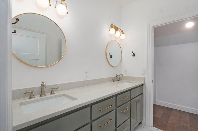 bathroom with double vanity