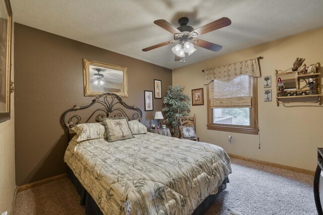5425 S Westwood Ave, Springfield, MO 65810 - bedroom with carpet floors, baseboards, a ceiling fan, and a textured ceiling