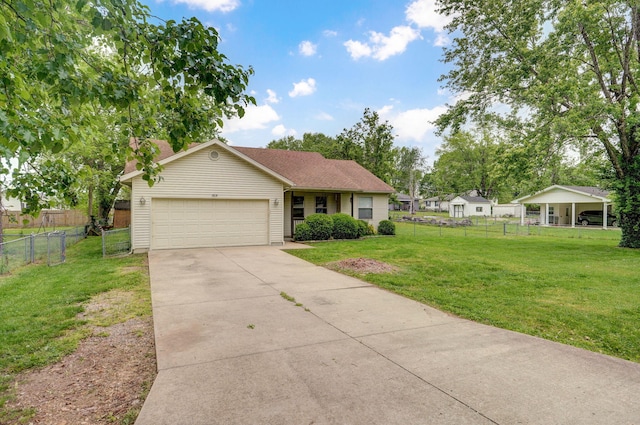 single story home with an attached garage and concrete driveway