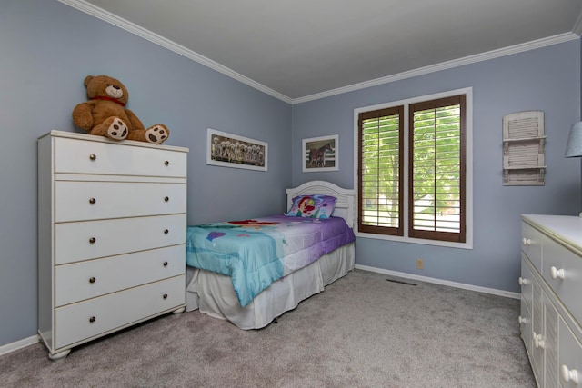 1918 E Buena Vista St, Springfield, MO 65804 - bedroom with crown molding, light colored carpet, and baseboards