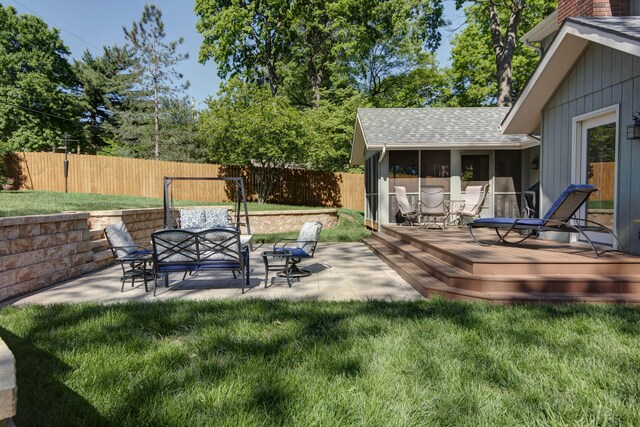 1918 E Buena Vista St, Springfield, MO 65804 - view of yard with a deck, a patio area, and an outdoor living space