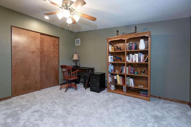 1918 E Buena Vista St, Springfield, MO 65804 - carpeted office with a ceiling fan