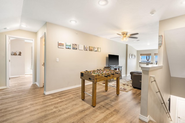 3112 S Vinyards Terrace Parkway Unit 4, Branson, MO 65616 - playroom with ceiling fan, light wood-style floors, baseboards, vaulted ceiling, and recessed lighting