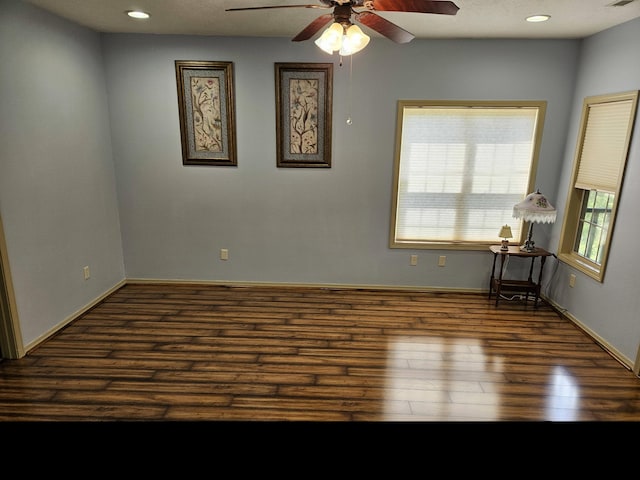 71 Birdie Ln Unit 3, Branson West, MO 65737 - unfurnished room with wood finished floors, ceiling fan, baseboards, and recessed lighting