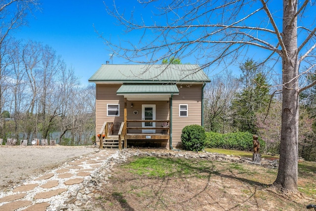 167 Motel Ln, Cape Fair, MO 65624 - view of front of property with metal roof, a wooden deck, and a standing seam roof