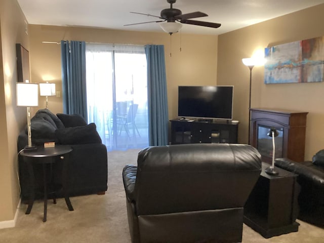 186 Bunker Ridge Dr Unit 2, Branson, MO 65616 - living area with light colored carpet and ceiling fan