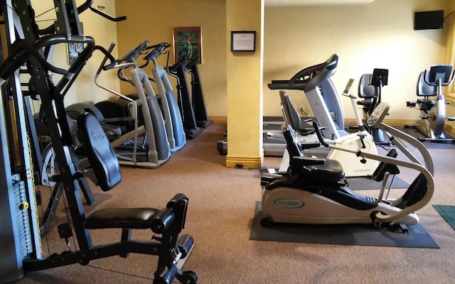 186 Bunker Ridge Dr Unit 2, Branson, MO 65616 - gym with carpet floors and baseboards
