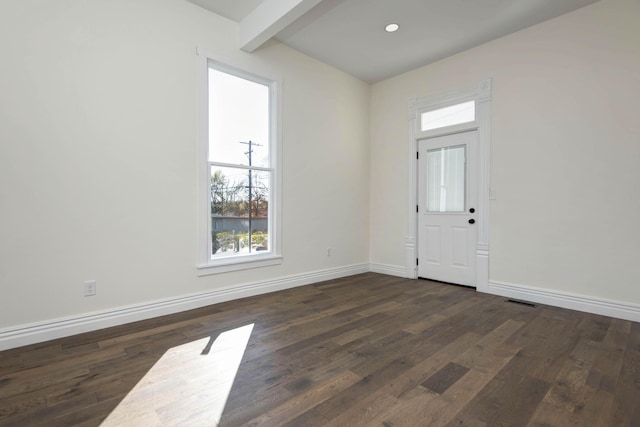 308 S 6th Ave, Ozark, MO 65721 - foyer featuring beam ceiling, dark wood-style flooring, and baseboards