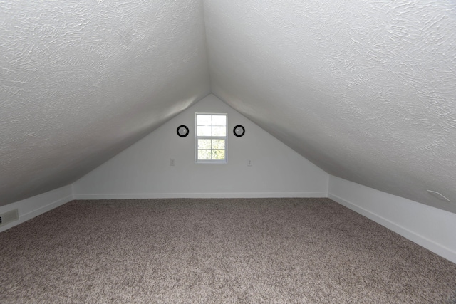 308 S 6th Ave, Ozark, MO 65721 - additional living space with a textured ceiling, lofted ceiling, carpet, and baseboards