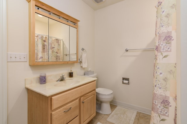 62 Turtledove Ln, Lampe, MO 65681 - bathroom with vanity, toilet, tile patterned flooring, a shower with curtain, and baseboards