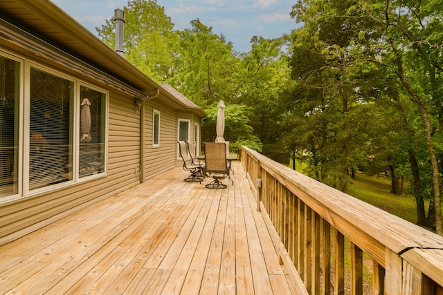 62 Turtledove Ln, Lampe, MO 65681 - deck featuring outdoor dining area and view of scattered trees
