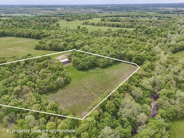 4949 S 196th Rd, Halfway, MO 65663 - aerial view of property and surrounding area featuring a forest and property boundaries highlighted