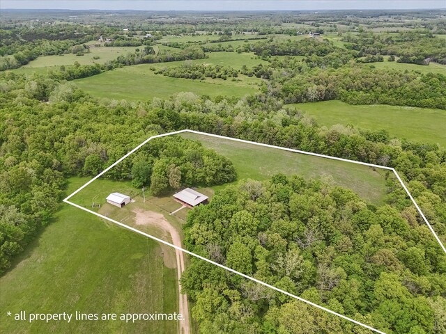 4949 S 196th Rd, Halfway, MO 65663 - overview of rural landscape with property boundaries highlighted and a forest