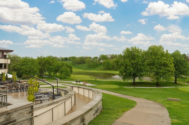 5245 S Stonehaven Dr, Springfield, MO 65809 - view of community with view of golf course, a lawn, a water view, and view of scattered trees