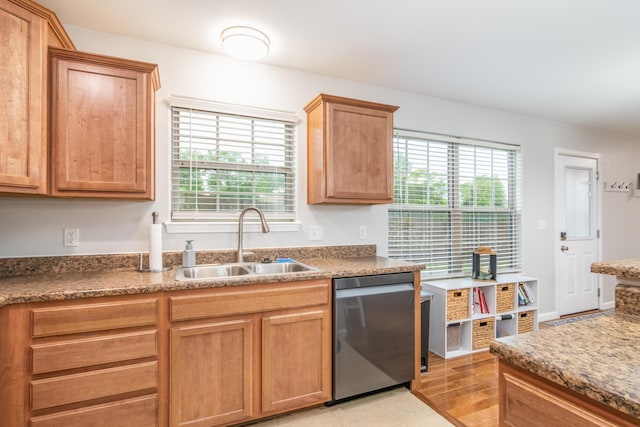 kitchen with stainless steel dishwasher and a sink