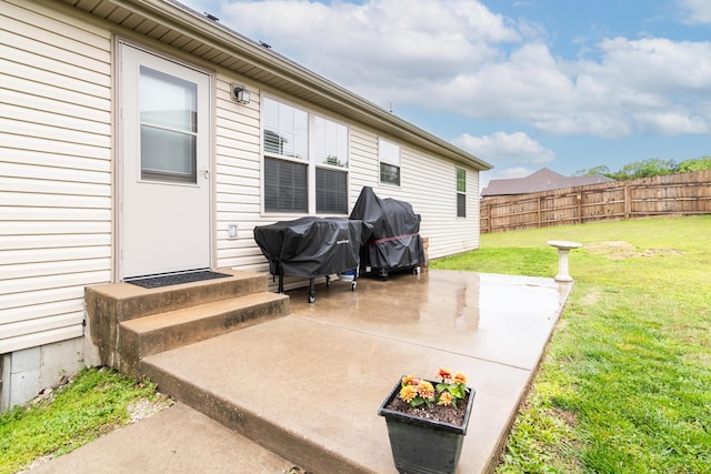 view of patio with area for grilling